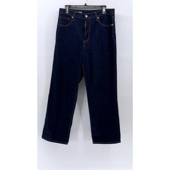 MUJI Women's Indigo Blue Relaxed Wide Fit Straight-Leg Five-Pocket Jeans SZ 28 - Picture 1 of 12